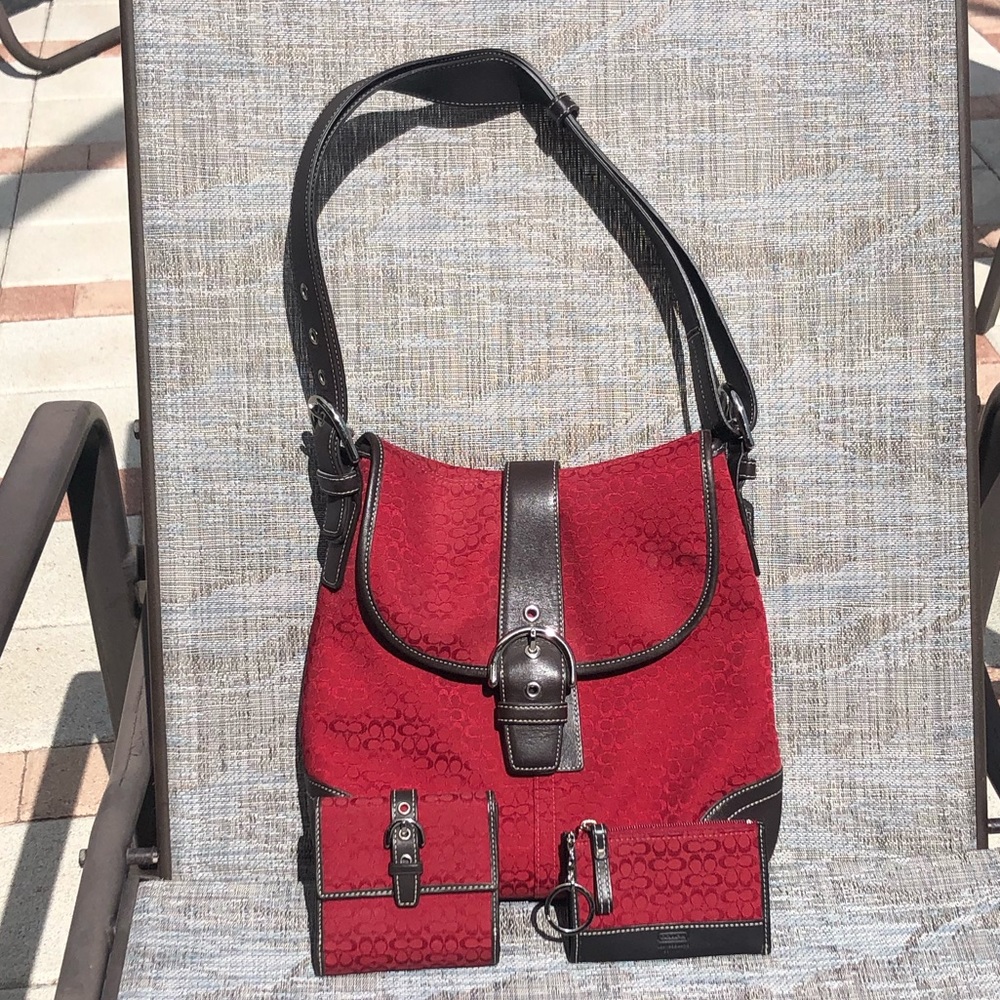 Coach shoulder bag, wallet & change purse keychain